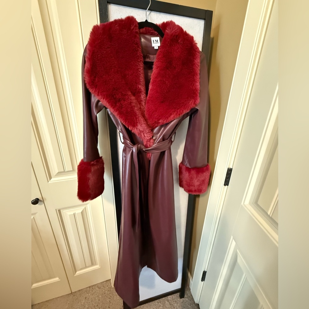 Hilary Macmillan Vegan leather and Faux Fur Coat